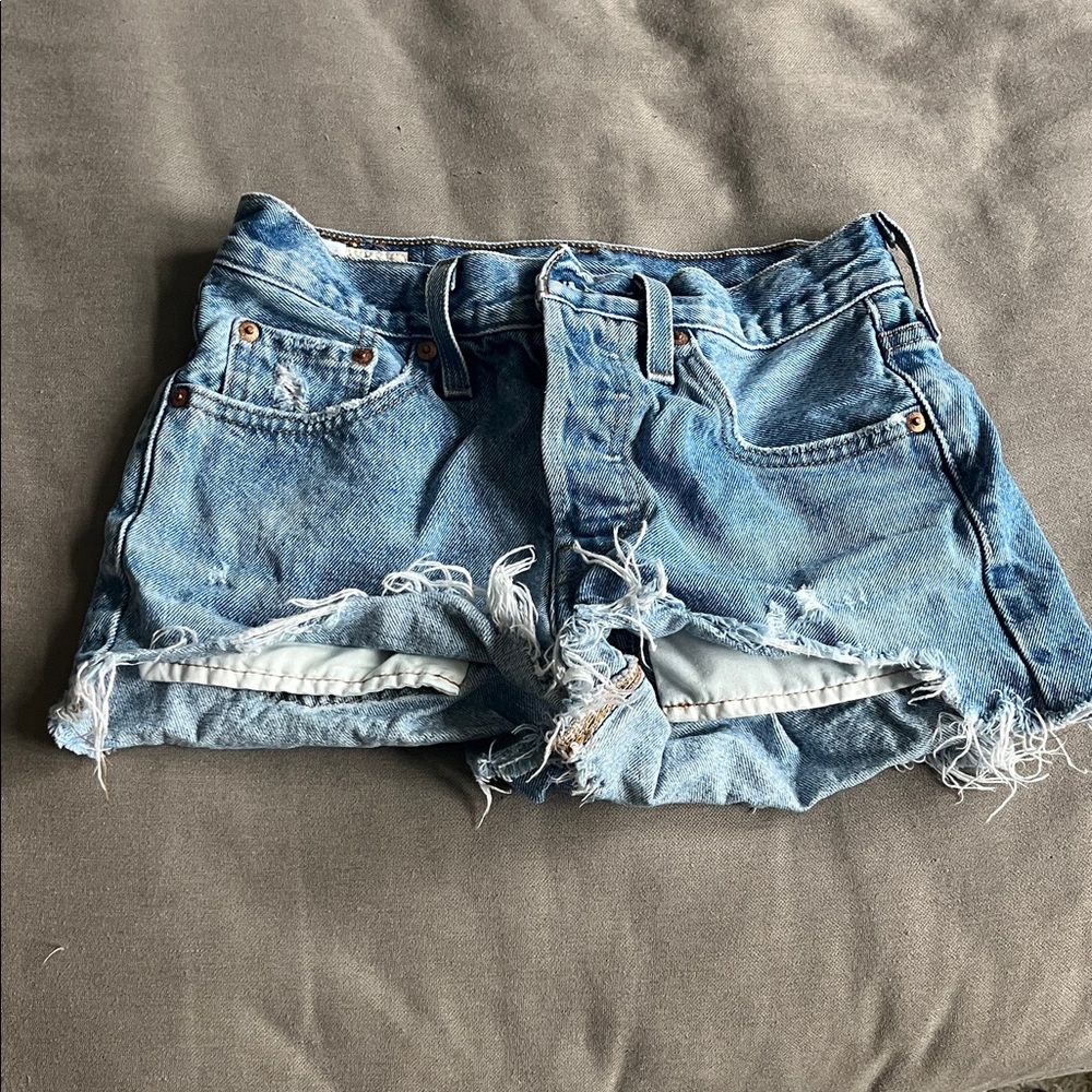 Levi's Blue Distressed Jean Shorts